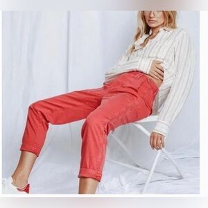 Pistola Erin High Rise Utility Crop Straight Leg Pant In Hibiscus NWT